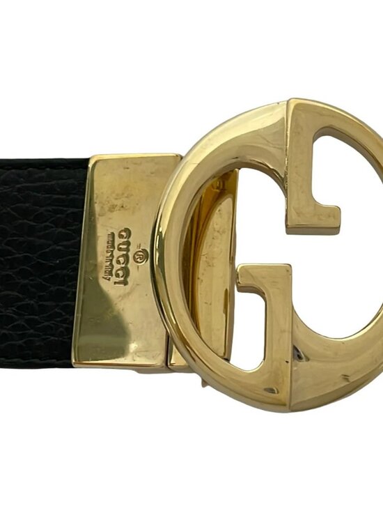 GUCCI 450000 Black Pink Beige Gold Leather Hardware Belt main image 2